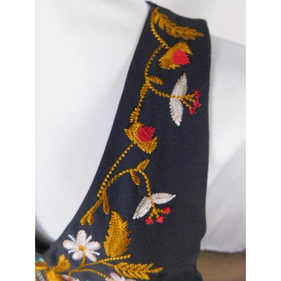 Embroidered Black Boho Dress Sleeveless V Neck Festival M - Picture 5 of 12